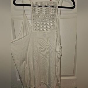 🌞White Tank Top with Crochet Detail